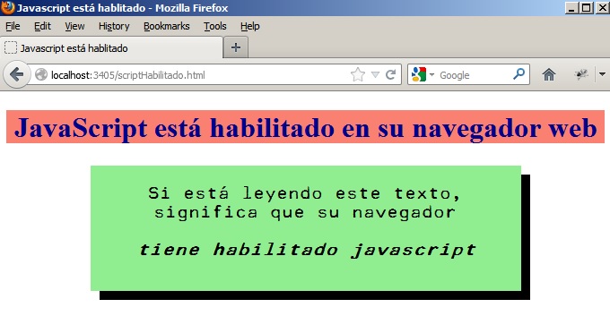 Salida mejorada con estilos (javascript habilitado)